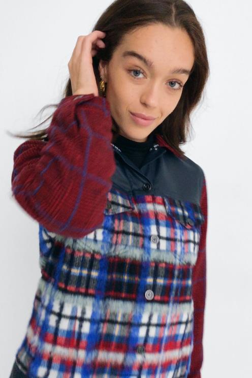 oblačila NFXLT1080 ženske Desigual krznena jakna iz tartana