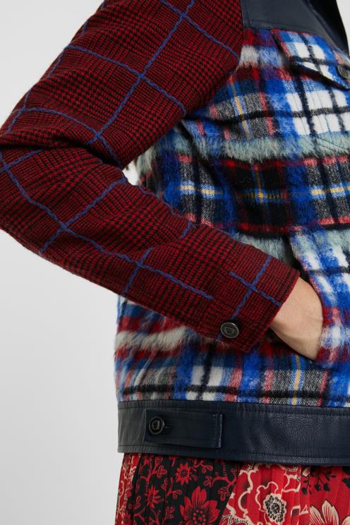 oblačila NFXLT1080 ženske Desigual krznena jakna iz tartana