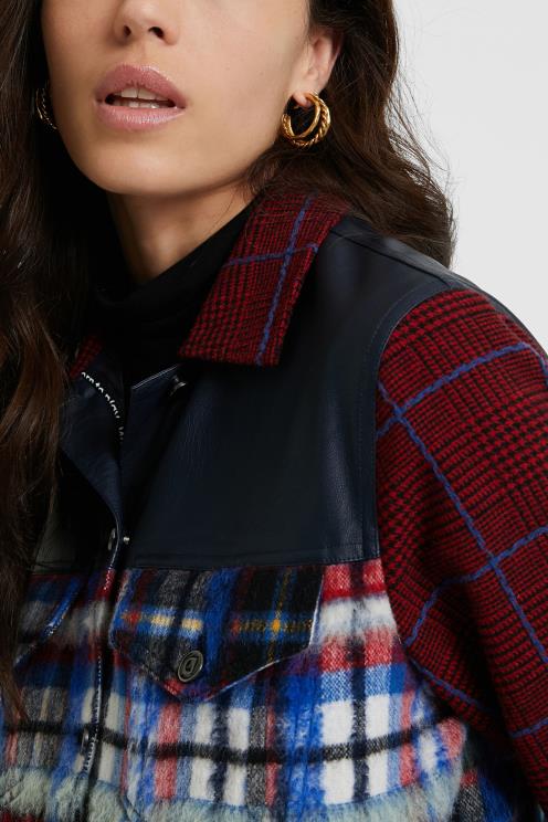 oblačila NFXLT1080 ženske Desigual krznena jakna iz tartana