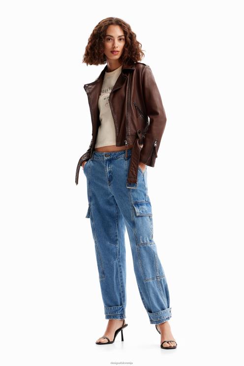 oblačila NFXLT1169 ženske Desigual motoristična jakna s pasom