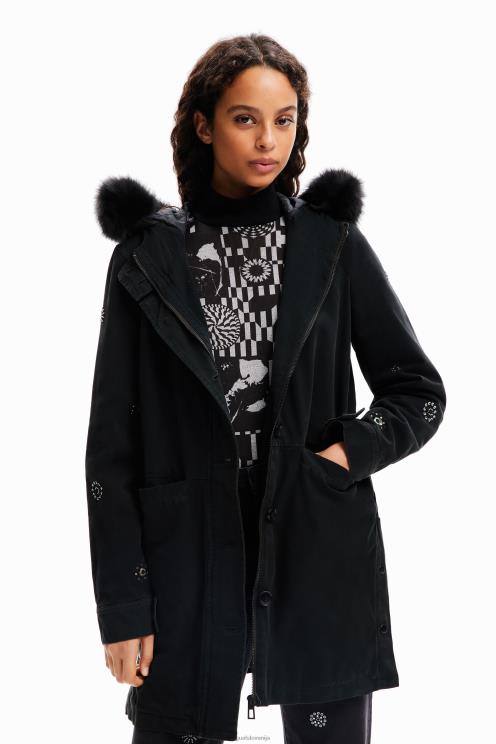 oblačila NFXLT175 ženske Desigual vezena parka s kapuco