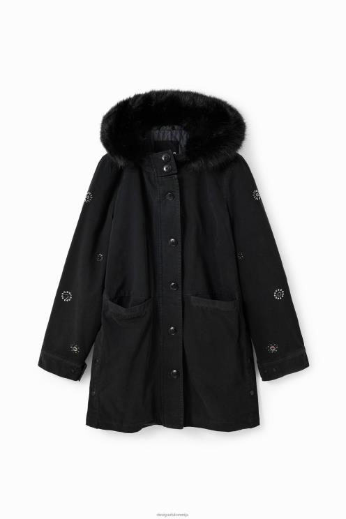 oblačila NFXLT175 ženske Desigual vezena parka s kapuco