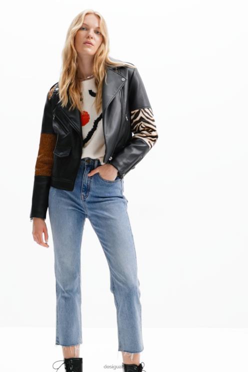 oblačila NFXLT181 ženske Desigual patchwork usnjena kolesarska jakna