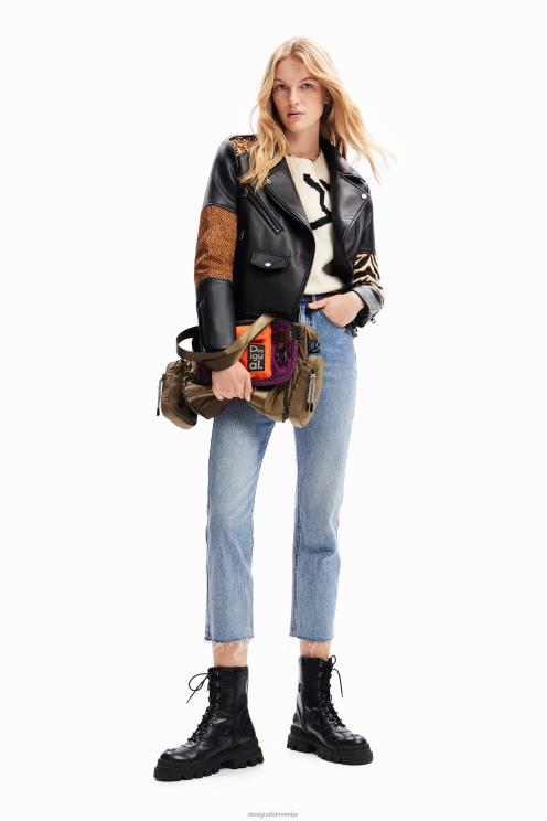 oblačila NFXLT181 ženske Desigual patchwork usnjena kolesarska jakna