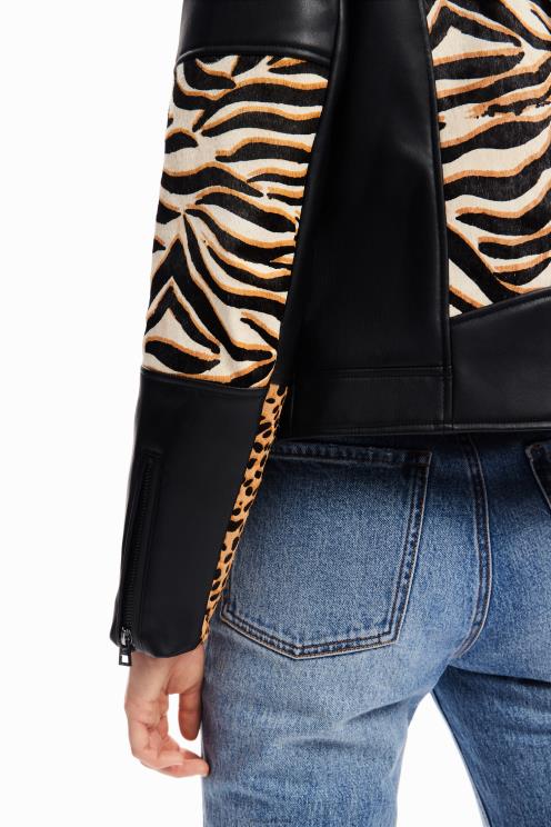 oblačila NFXLT181 ženske Desigual patchwork usnjena kolesarska jakna