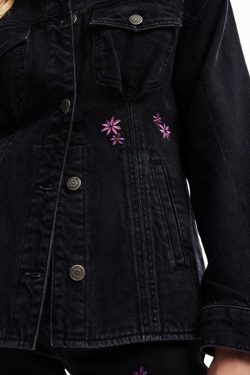 oblačila NFXLT278 ženske Desigual tovornjakarska jakna iz jeansa s cvetličnim vzorcem