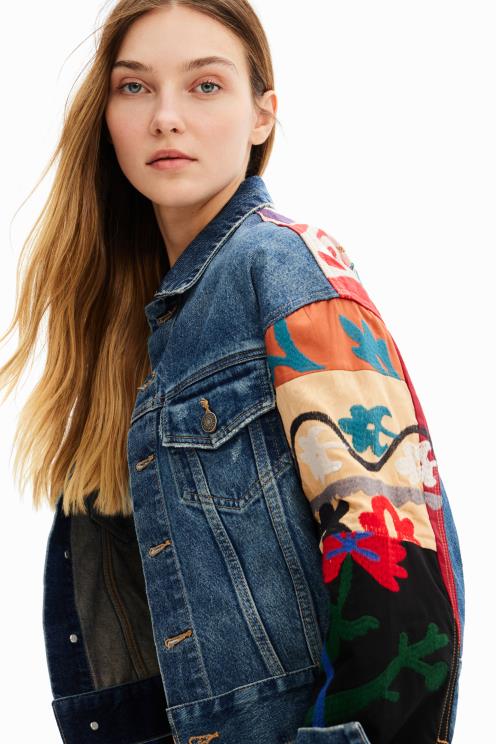 oblačila NFXLT289 ženske Desigual tovornjakarska jakna iz etničnega jeansa
