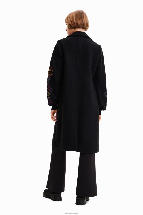 oblačila NFXLT290 ženske Desigual dolg vezen plašč