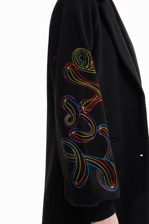 oblačila NFXLT290 ženske Desigual dolg vezen plašč