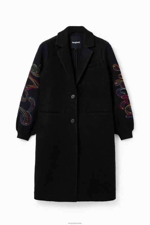 oblačila NFXLT290 ženske Desigual dolg vezen plašč