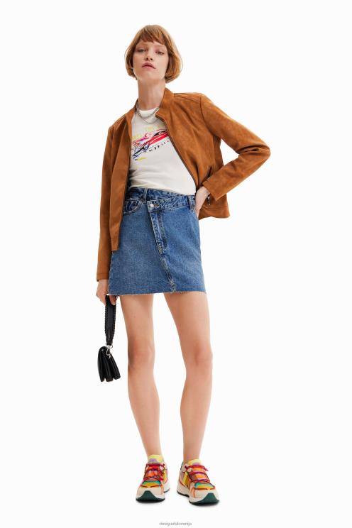 oblačila NFXLT529 ženske Desigual motoristična jakna z učinkom semiša