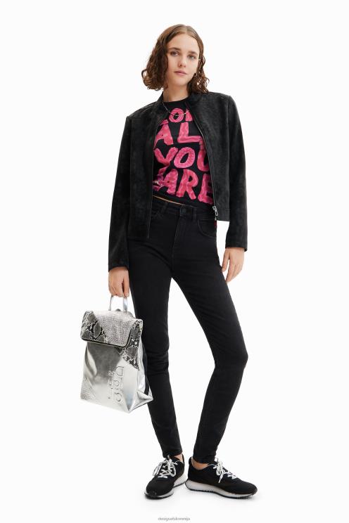 oblačila NFXLT715 ženske Desigual motoristična jakna z učinkom semiša