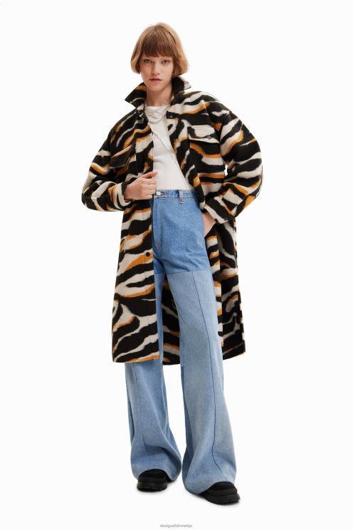 oblačila NFXLT736 ženske Desigual dolg zebra srajčni plašč