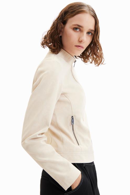 oblačila NFXLT793 ženske Desigual motoristična jakna z učinkom semiša