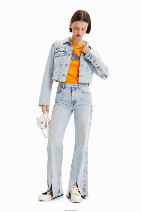 oblačila NFXLT835 ženske Desigual kratka jeans jakna s cvetličnim motivom