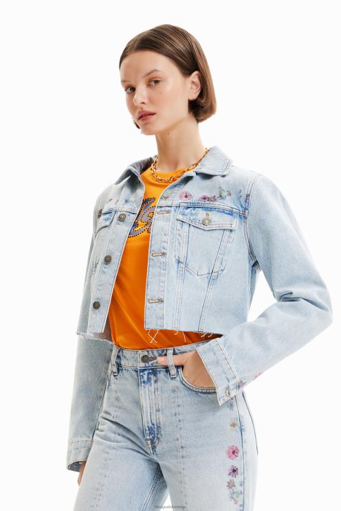 oblačila NFXLT835 ženske Desigual kratka jeans jakna s cvetličnim motivom