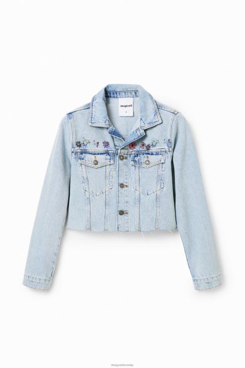 oblačila NFXLT835 ženske Desigual kratka jeans jakna s cvetličnim motivom