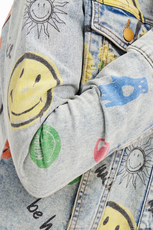 oblačila NFXLT927 ženske Desigual smiley oversize jeans jakna