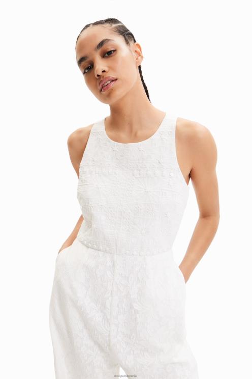 oblačila NFXLT584 ženske Desigual dolg kombinezon iz vezene čipke