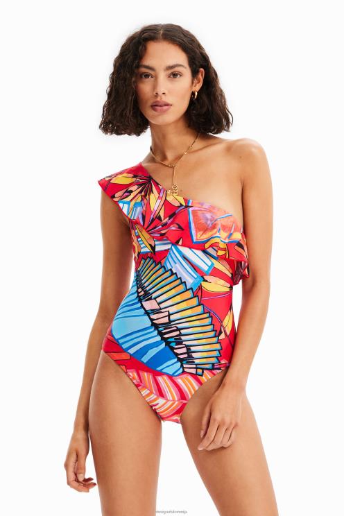 oblačila NFXLT541 ženske Desigual asimetrične kopalke z volančki