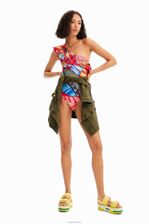 oblačila NFXLT541 ženske Desigual asimetrične kopalke z volančki