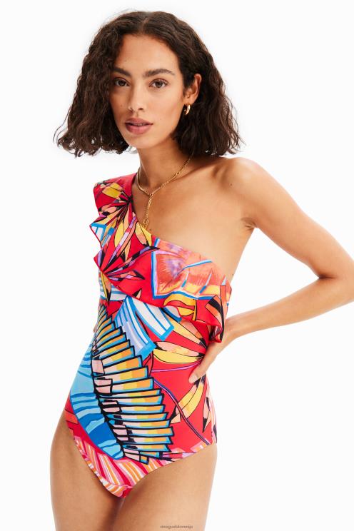 oblačila NFXLT541 ženske Desigual asimetrične kopalke z volančki