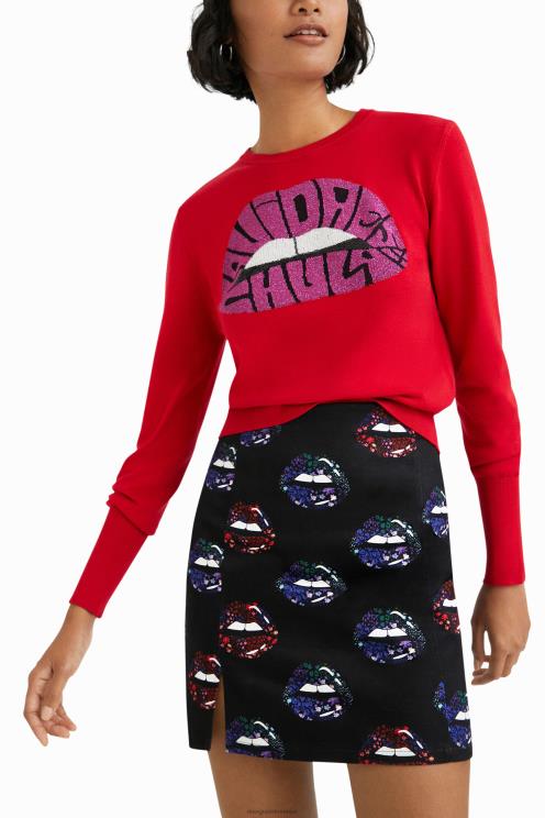 oblačila NFXLT1087 ženske Desigual mini krilo s tankimi ustnicami