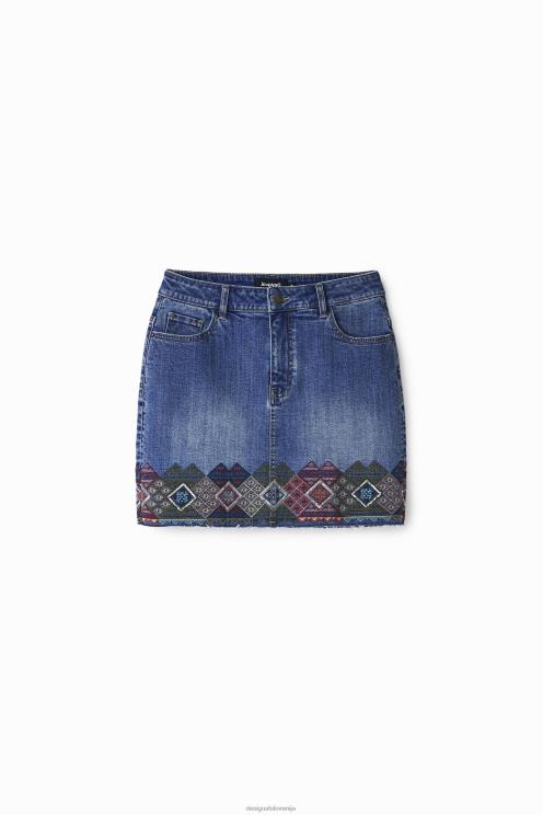 oblačila NFXLT1099 ženske Desigual denim mini krilo z robovi