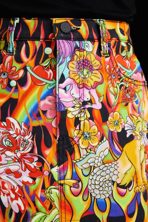 oblačila NFXLT1118 ženske Desigual mavrično kratko krilo