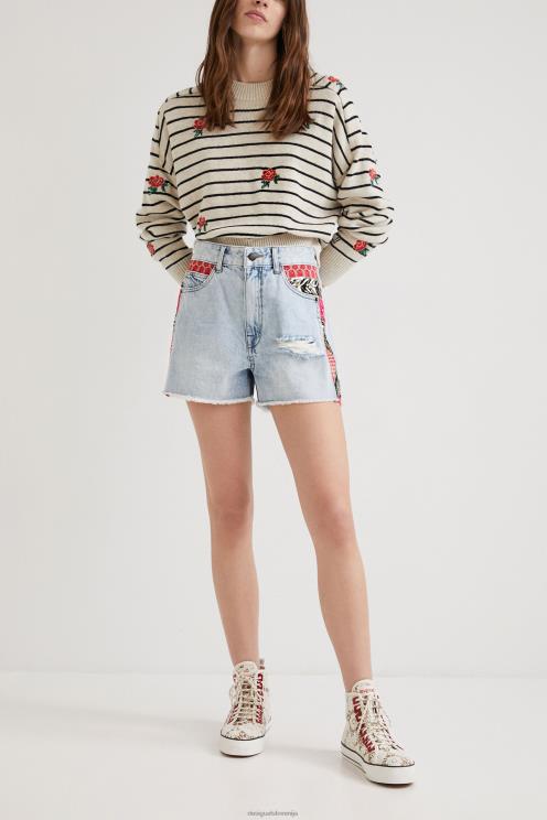 oblačila NFXLT1122 ženske Desigual patchwork denim kratke hlače
