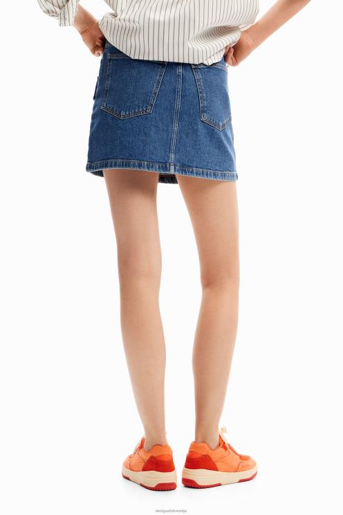 oblačila NFXLT177 ženske Desigual mini krilo iz jeansa z jeklenkami