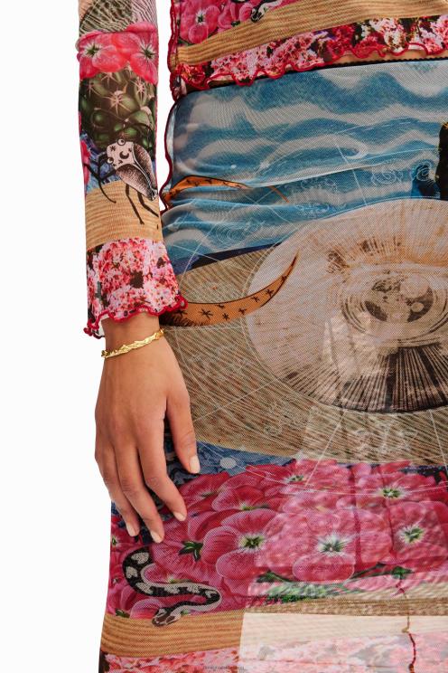 oblačila NFXLT304 ženske Desigual ozko midi krilo iz tila