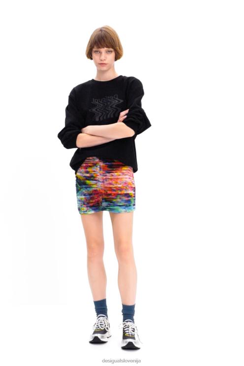 oblačila NFXLT324 ženske Desigual mini krilo iz tila s cvetličnimi naborki