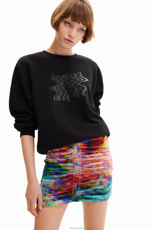 oblačila NFXLT324 ženske Desigual mini krilo iz tila s cvetličnimi naborki