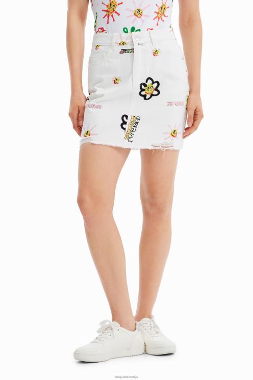 oblačila NFXLT714 ženske Desigual denim ilustracije mini krilo