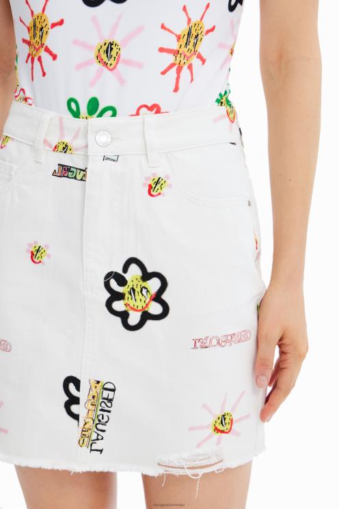 oblačila NFXLT714 ženske Desigual denim ilustracije mini krilo