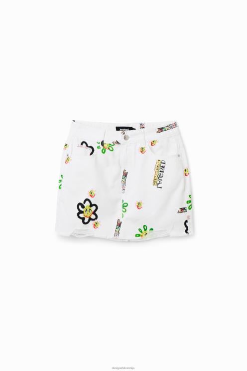 oblačila NFXLT714 ženske Desigual denim ilustracije mini krilo