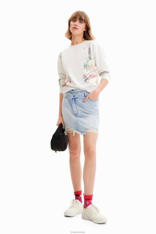 oblačila NFXLT759 ženske Desigual mini krilo iz jeansa s križanim pasom