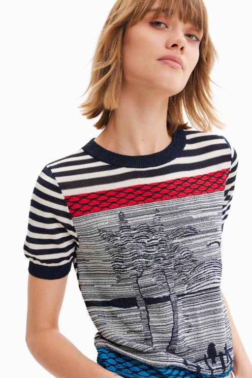 oblačila NFXLT1001 ženske Desigual pletena mornarska majica