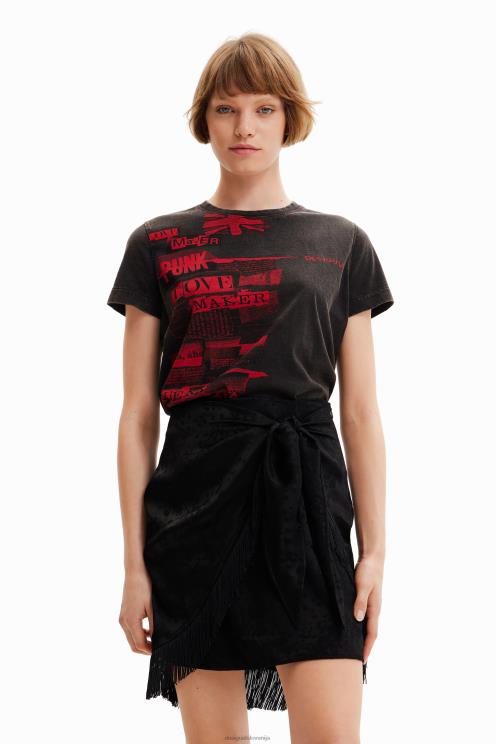 oblačila NFXLT1004 ženske Desigual časopisna majica s spranim učinkom