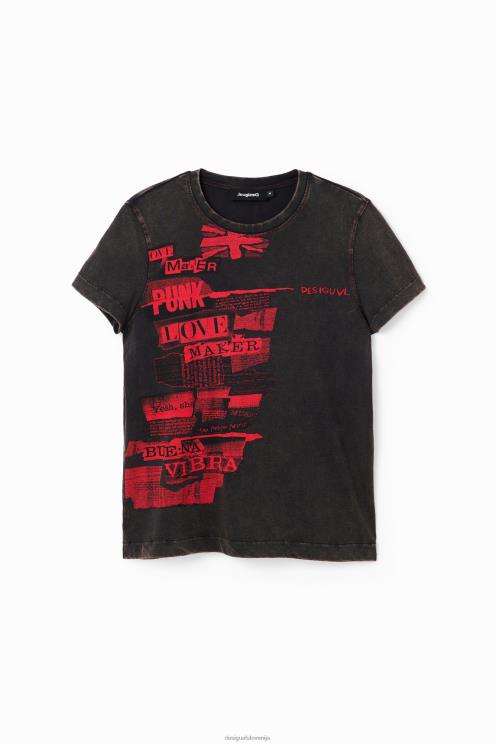 oblačila NFXLT1004 ženske Desigual časopisna majica s spranim učinkom