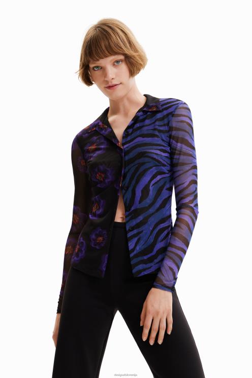 oblačila NFXLT1007 ženske Desigual zebrasta srajca s cvetličnim tilom