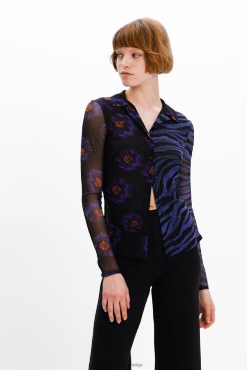 oblačila NFXLT1007 ženske Desigual zebrasta srajca s cvetličnim tilom