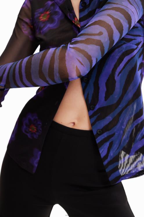 oblačila NFXLT1007 ženske Desigual zebrasta srajca s cvetličnim tilom