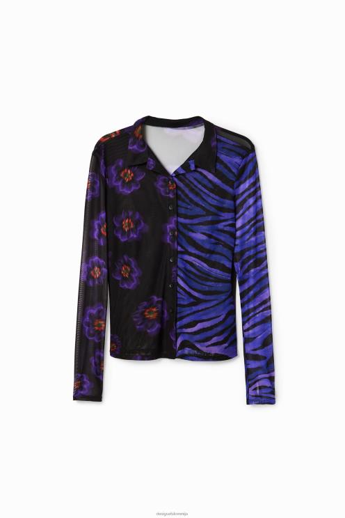 oblačila NFXLT1007 ženske Desigual zebrasta srajca s cvetličnim tilom