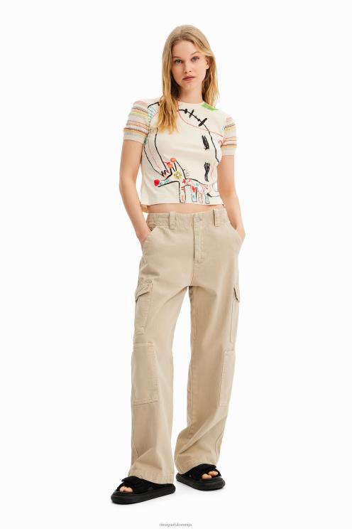 oblačila NFXLT1008 ženske Desigual umetniško pletena majica s kratkimi rokavi