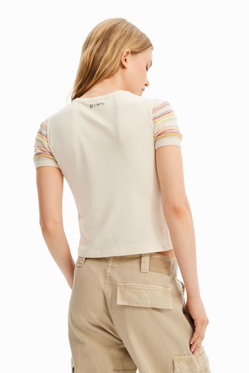 oblačila NFXLT1008 ženske Desigual umetniško pletena majica s kratkimi rokavi