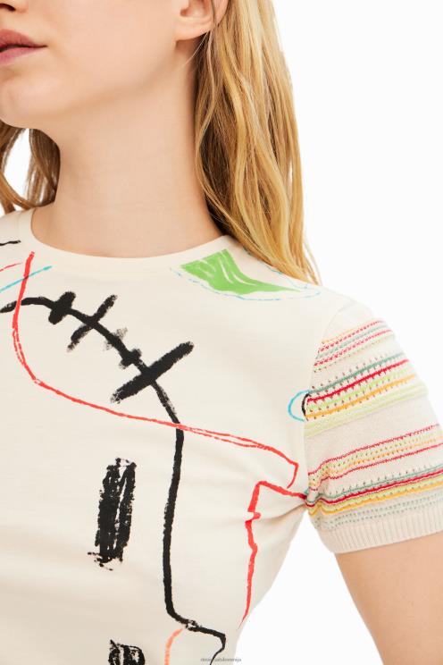 oblačila NFXLT1008 ženske Desigual umetniško pletena majica s kratkimi rokavi