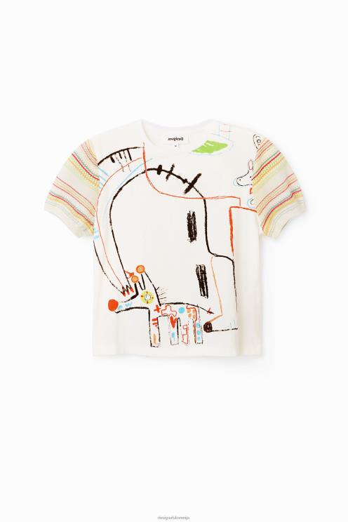 oblačila NFXLT1008 ženske Desigual umetniško pletena majica s kratkimi rokavi