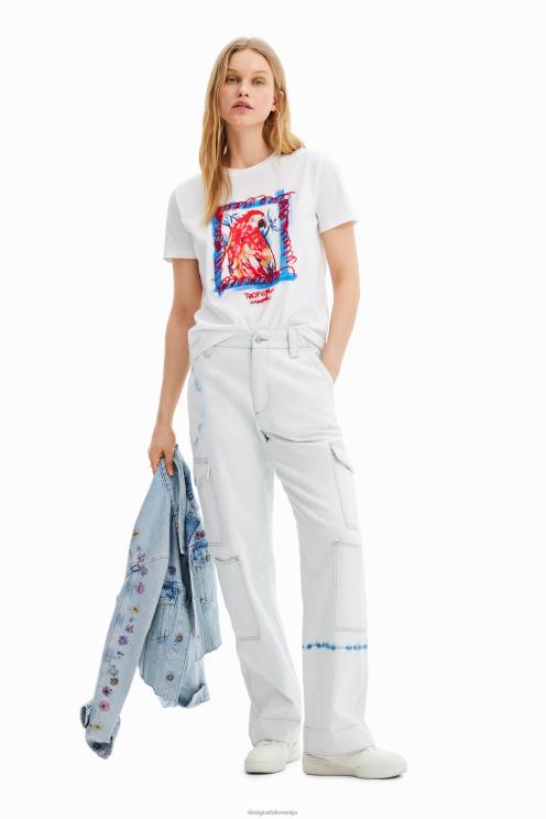 oblačila NFXLT1009 ženske Desigual majica s tropsko papigo